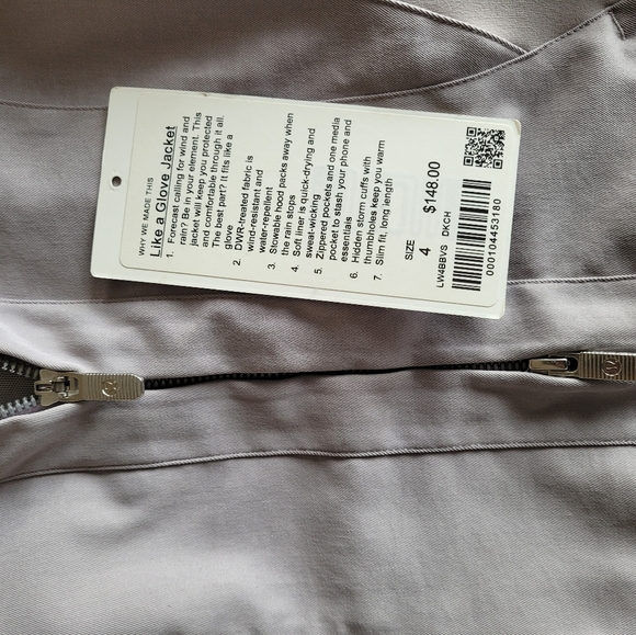 Lululemon Like A Glove Jacket, Dark Chrome Size 4 - Picture 3 of 9